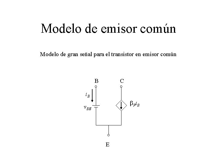 Modelo de emisor común Modelo de gran señal para el transistor en emisor común