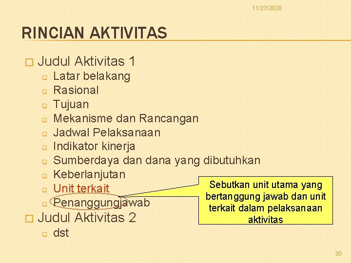11/27/2020 RINCIAN AKTIVITAS � Judul Aktivitas 1 q q q q q � Latar