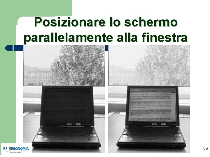 Posizionare lo schermo parallelamente alla finestra 66 66 i 