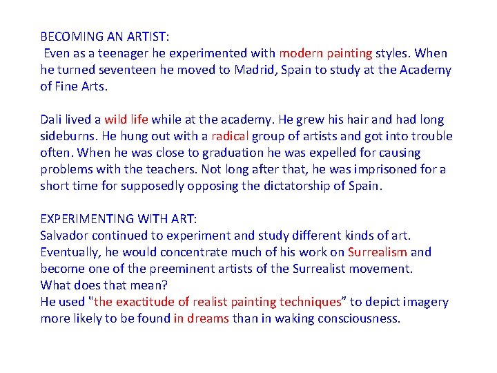 BECOMING AN ARTIST: Even as a teenager he experimented with modern painting styles.