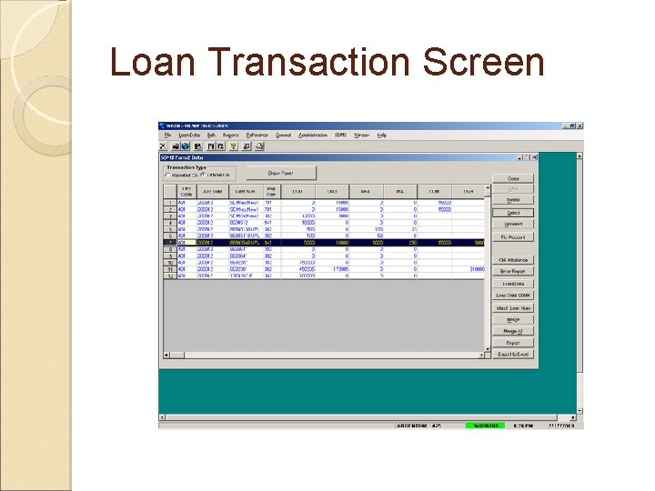 Loan Transaction Screen 