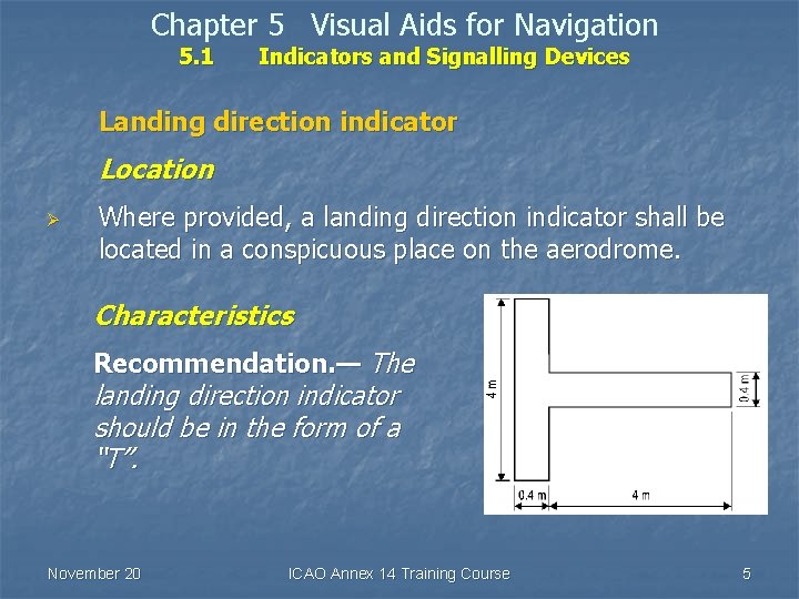 Chapter 5 Visual Aids for Navigation 5. 1 Indicators and Signalling Devices Landing direction