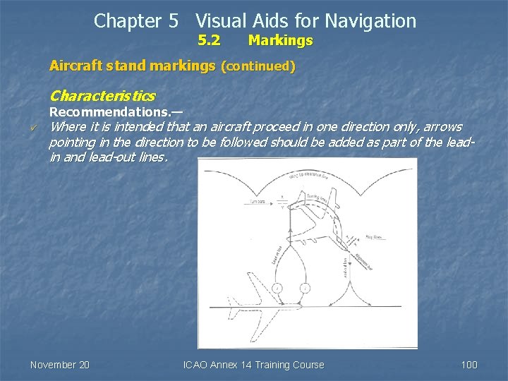 Chapter 5 Visual Aids for Navigation 5. 2 Markings Aircraft stand markings (continued) Characteristics