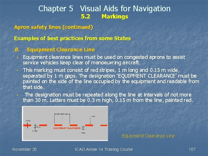 Chapter 5 Visual Aids for Navigation 5. 2 Markings Apron safety lines (continued) Examples