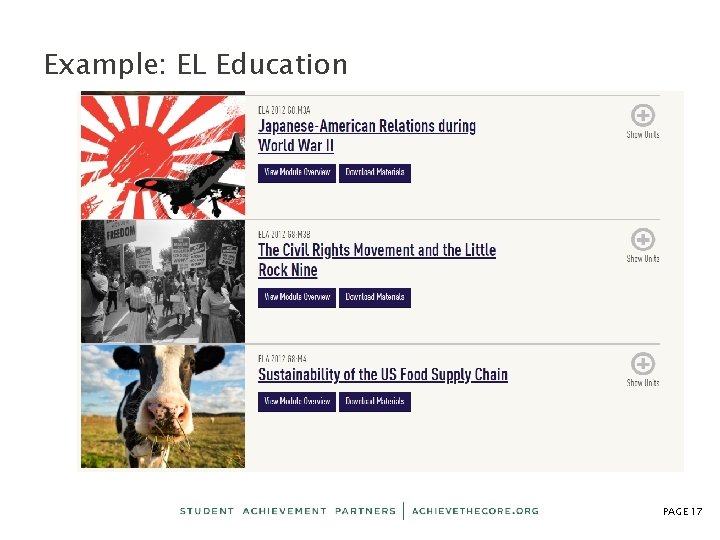 Example: EL Education PAGE 17 