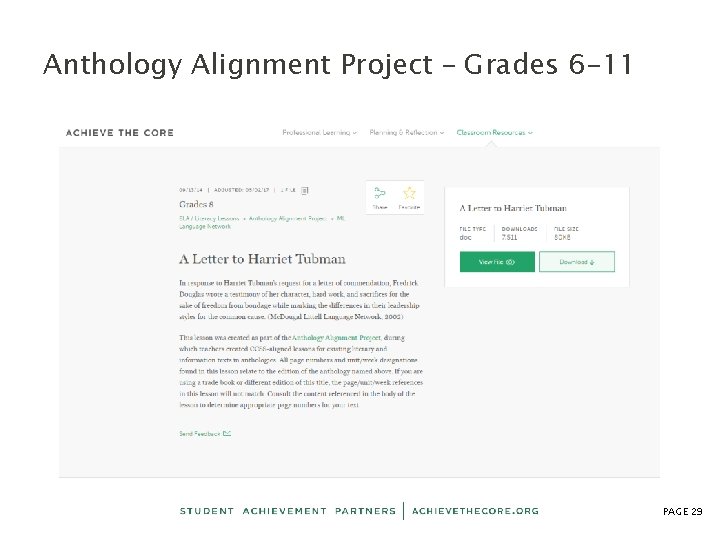 Anthology Alignment Project – Grades 6 -11 PAGE 29 