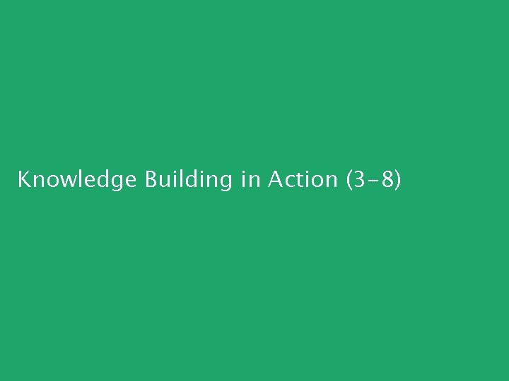 Knowledge Building in Action (3 -8) 