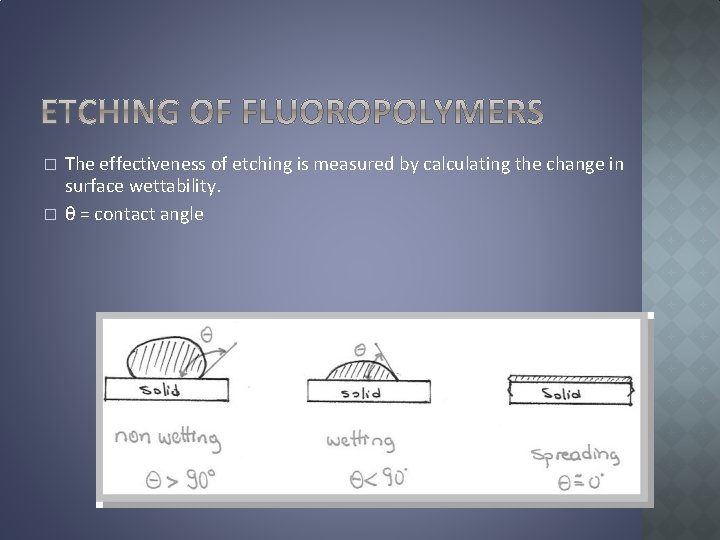 � � The effectiveness of etching is measured by calculating the change in surface