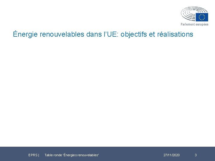 Énergie renouvelables dans l’UE: objectifs et réalisations EPRS | Table ronde ‘Énergies renouvelables’ 27/11/2020