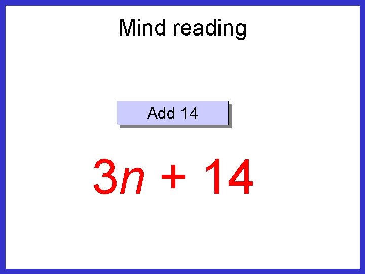 Mind reading Add 14 3 n + 14 