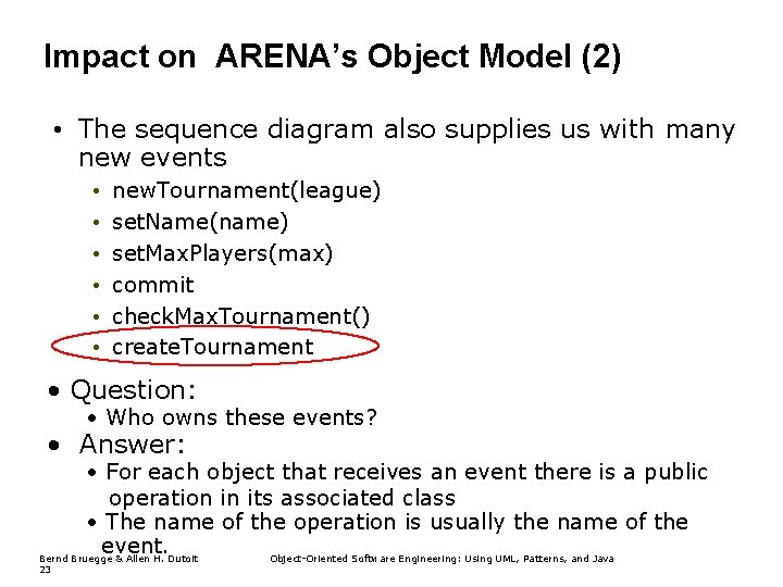 Impact on ARENA’s Object Model (2) • The sequence diagram also supplies us with