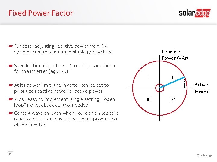 Fixed Power Factor Purpose: adjusting reactive power from PV systems can help maintain stable