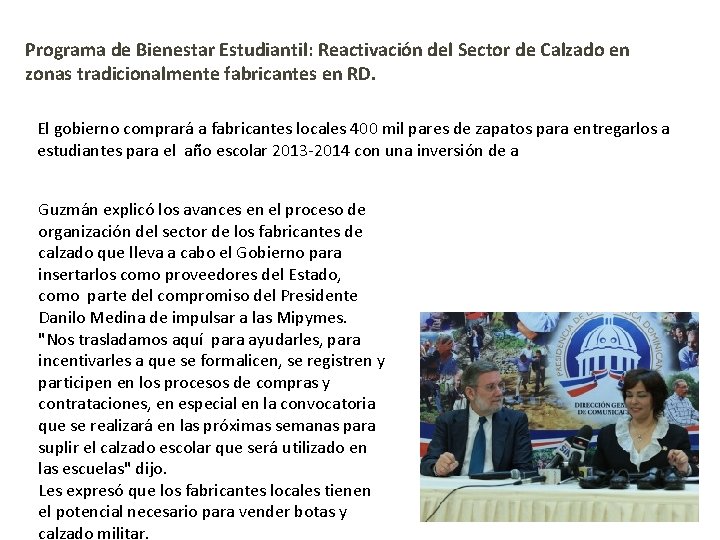 Programa de Bienestar Estudiantil: Reactivación del Sector de Calzado en zonas tradicionalmente fabricantes en