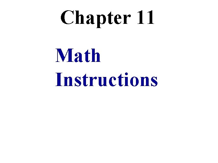 Chapter 11 Math Instructions 