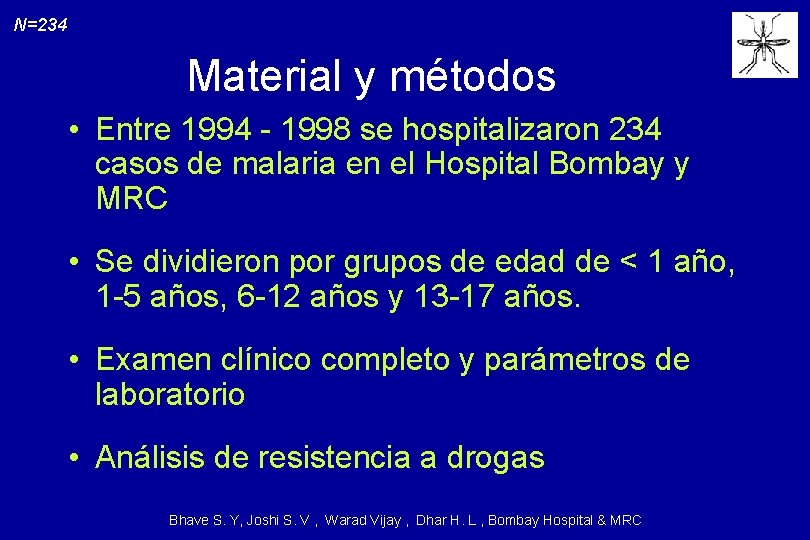 N=234 Material y métodos • Entre 1994 - 1998 se hospitalizaron 234 casos de