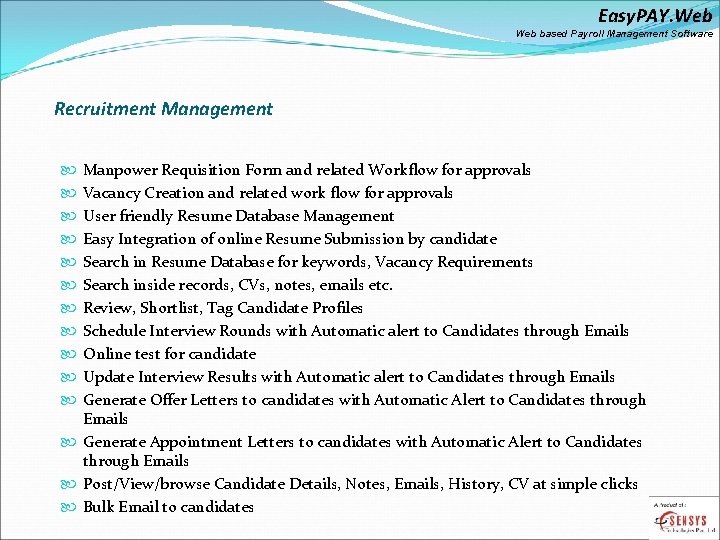 Easy. PAY. Web based Payroll Management Software Recruitment Management Manpower Requisition Form and related