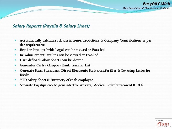 Easy. PAY. Web based Payroll Management Software Salary Reports (Payslip & Salary Sheet) §