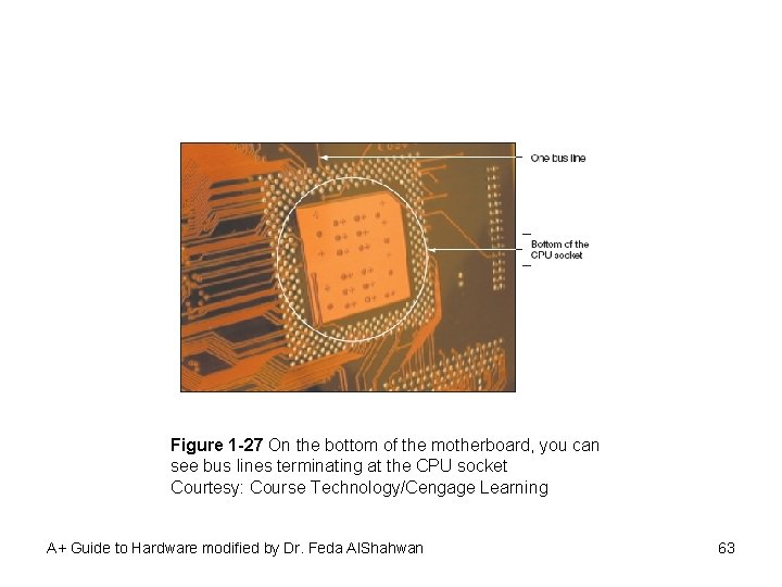 Figure 1 -27 On the bottom of the motherboard, you can see bus lines