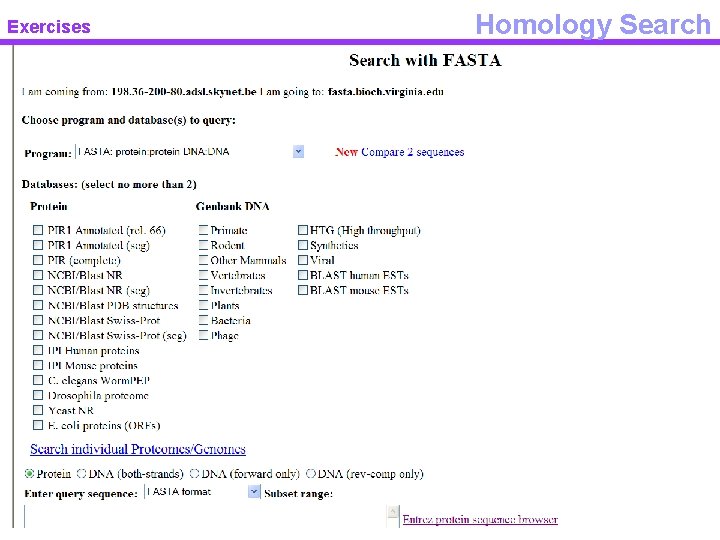 Exercises Homology Search 