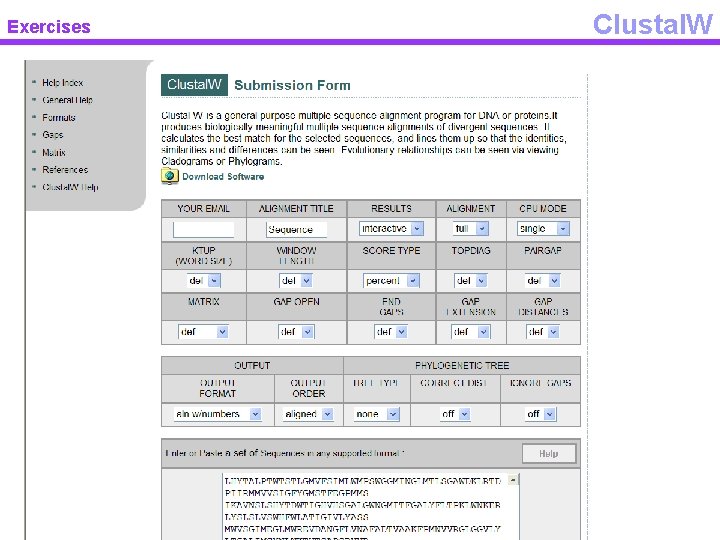 Exercises Clustal. W 