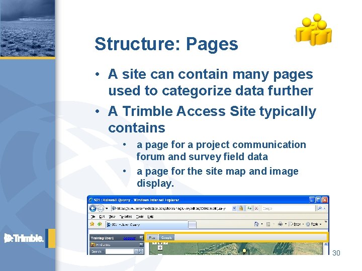 Structure: Pages • A site can contain many pages used to categorize data further