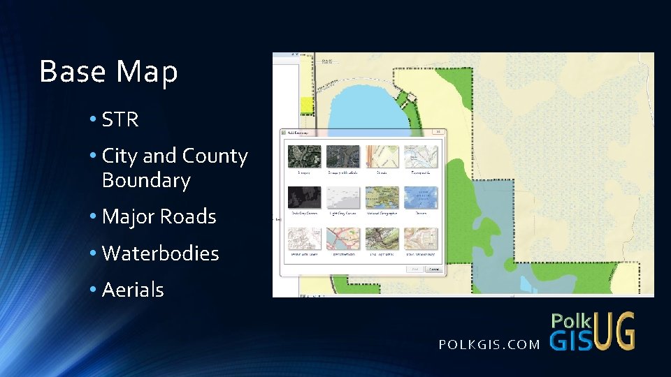 Base Map • STR • City and County Boundary • Major Roads • Waterbodies
