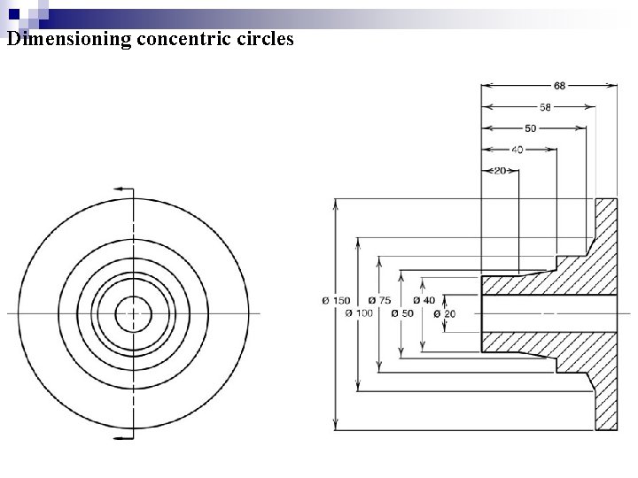 Dimensioning concentric circles  Dimensioning concentric circles