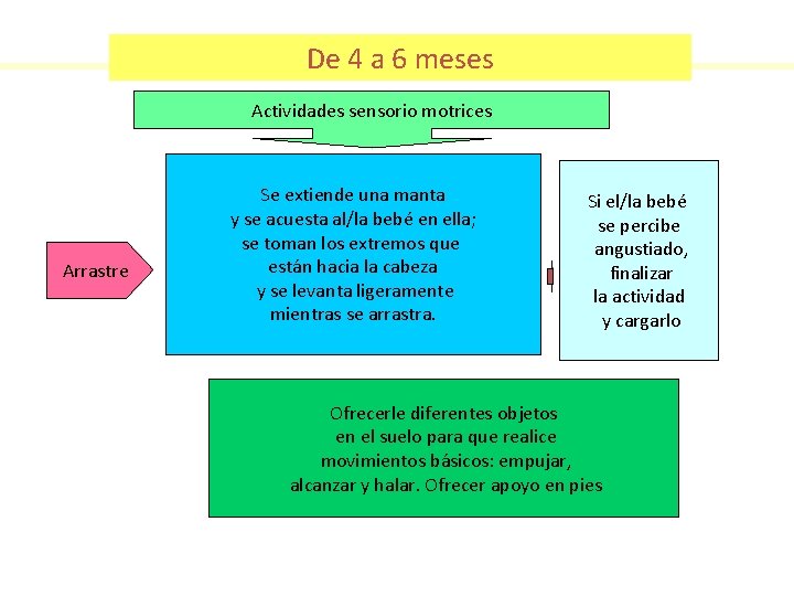 De 4 a 6 meses Actividades sensorio motrices Arrastre Se extiende una manta y