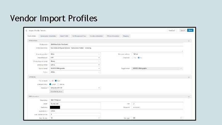 Vendor Import Profiles 