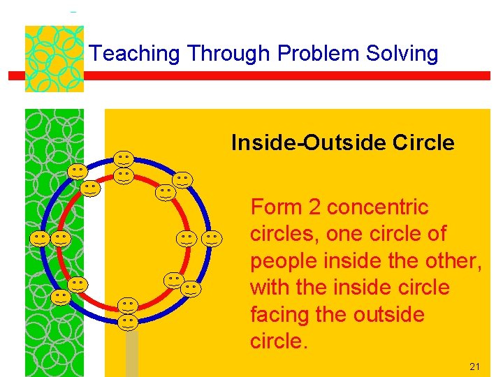 Teaching Through Problem Solving Inside-Outside Circle Form 2 concentric circles, one circle of people