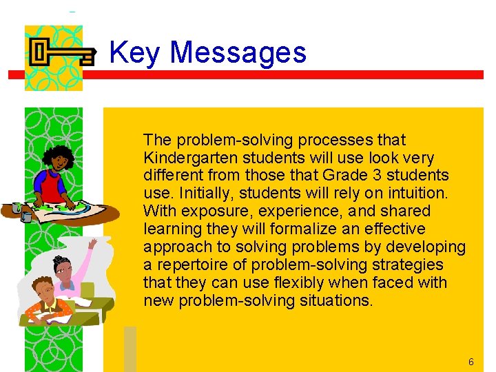 Key Messages The problem-solving processes that Kindergarten students will use look very different from