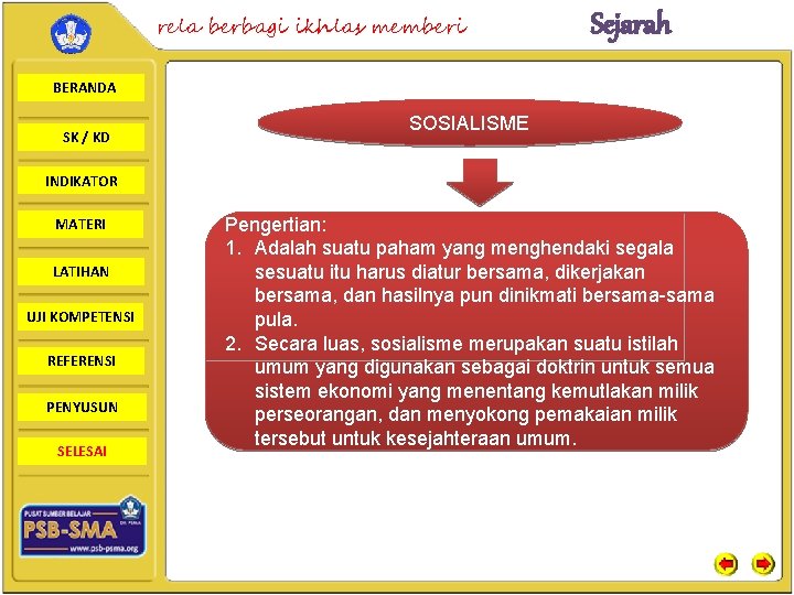 rela berbagi ikhlas memberi Sejarah BERANDA SK / KD SOSIALISME INDIKATOR MATERI LATIHAN UJI