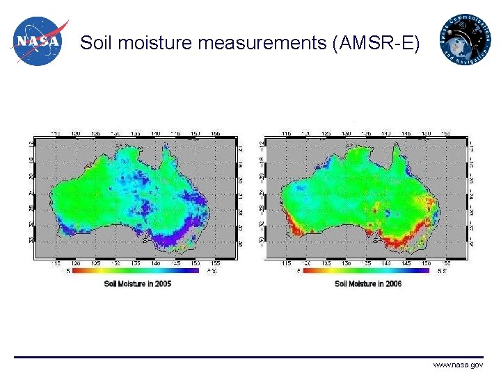 Soil moisture measurements (AMSR-E) www. nasa. gov 