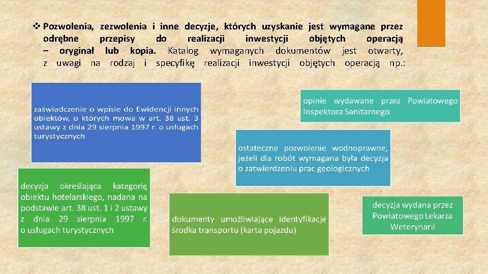 v Pozwolenia, zezwolenia i inne decyzje, których uzyskanie jest wymagane przez odrębne przepisy do