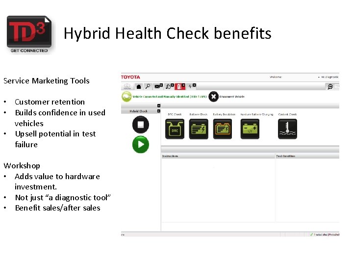 Hybrid Health Check benefits Service Marketing Tools • Customer retention • Builds confidence in