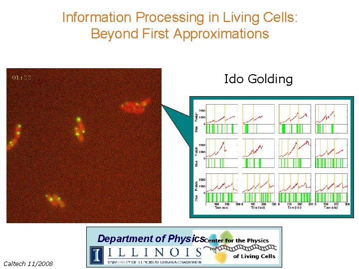 Information Processing in Living Cells: Beyond First Approximations Ido Golding Department of Physics Caltech