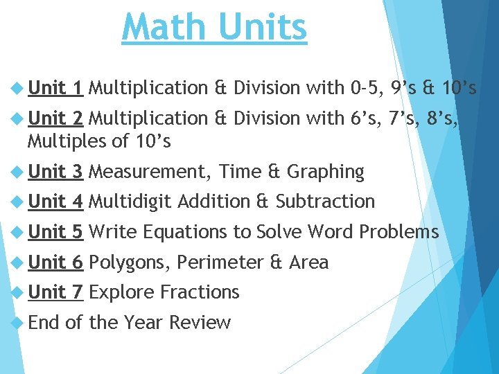 Math Units Unit 1 Multiplication & Division with 0 -5, 9’s & 10’s Unit