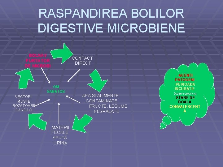 RASPANDIREA BOLILOR DIGESTIVE MICROBIENE BOLNAV PURTATOR DE MICROBI CONTACT DIRECT OM SANATOS VECTORI: MUSTE