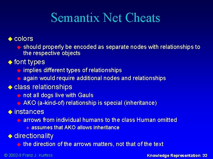Semantix Net Cheats u colors u should properly be encoded as separate nodes with