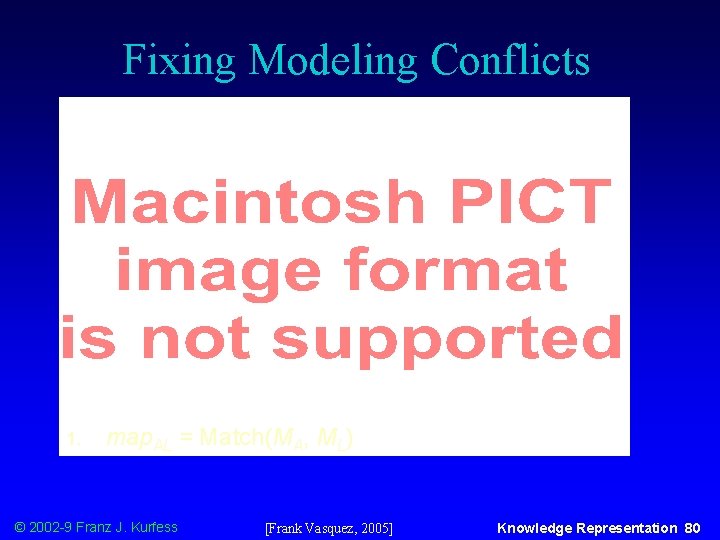 Fixing Modeling Conflicts 1. map. AL = Match(MA, ML) © 2002 -9 Franz J.