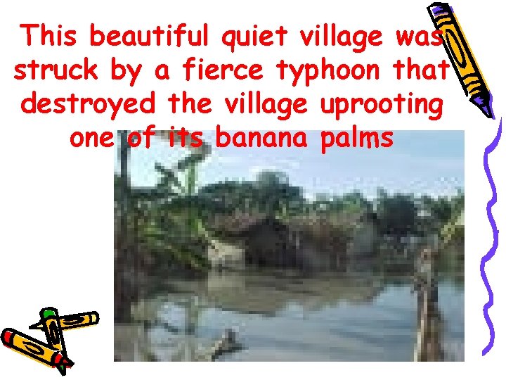 This beautiful quiet village was struck by a fierce typhoon that destroyed the village