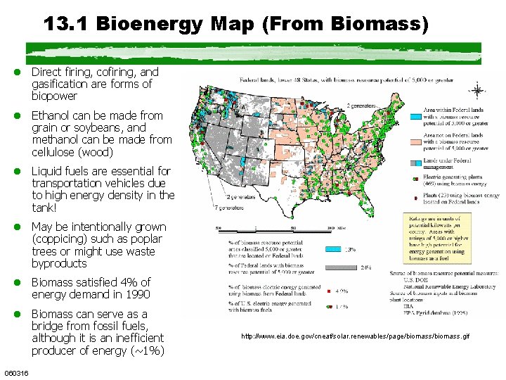 13. 1 Bioenergy Map (From Biomass) l Direct firing, cofiring, and gasification are forms