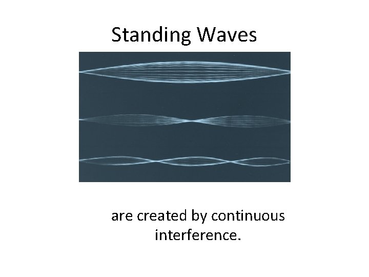 Standing Waves are created by continuous interference. 