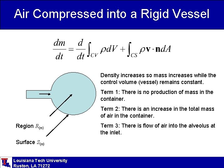 Air Compressed into a Rigid Vessel Density increases so mass increases while the control