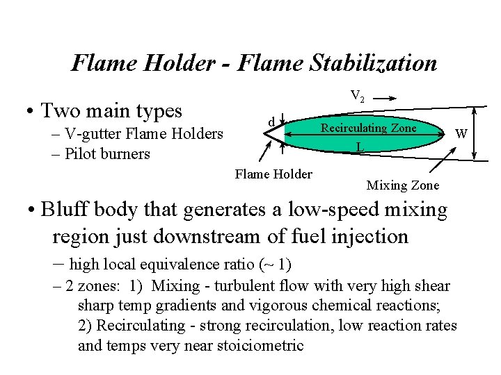 Flame Holder - Flame Stabilization • Two main types – V-gutter Flame Holders –