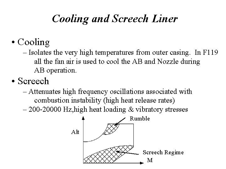 Cooling and Screech Liner • Cooling – Isolates the very high temperatures from outer