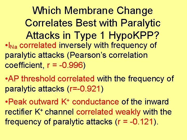 Which Membrane Change Correlates Best with Paralytic Attacks in Type 1 Hypo. KPP? •