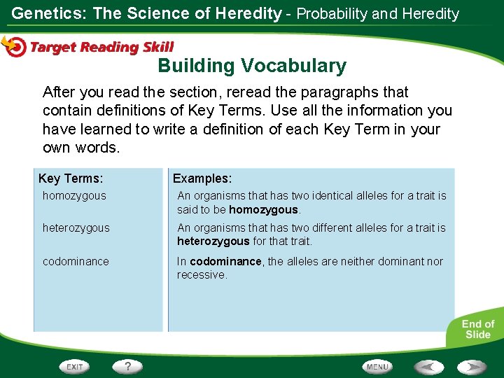 Genetics: The Science of Heredity - Probability and Heredity Building Vocabulary After you read