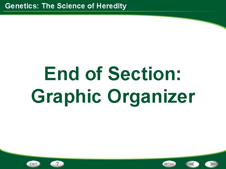 Genetics: The Science of Heredity End of Section: Graphic Organizer 