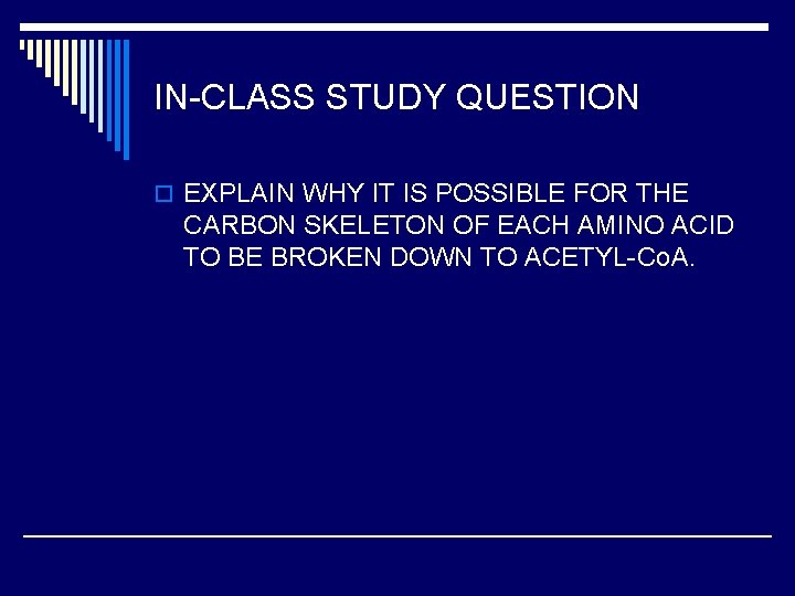 IN-CLASS STUDY QUESTION o EXPLAIN WHY IT IS POSSIBLE FOR THE CARBON SKELETON OF